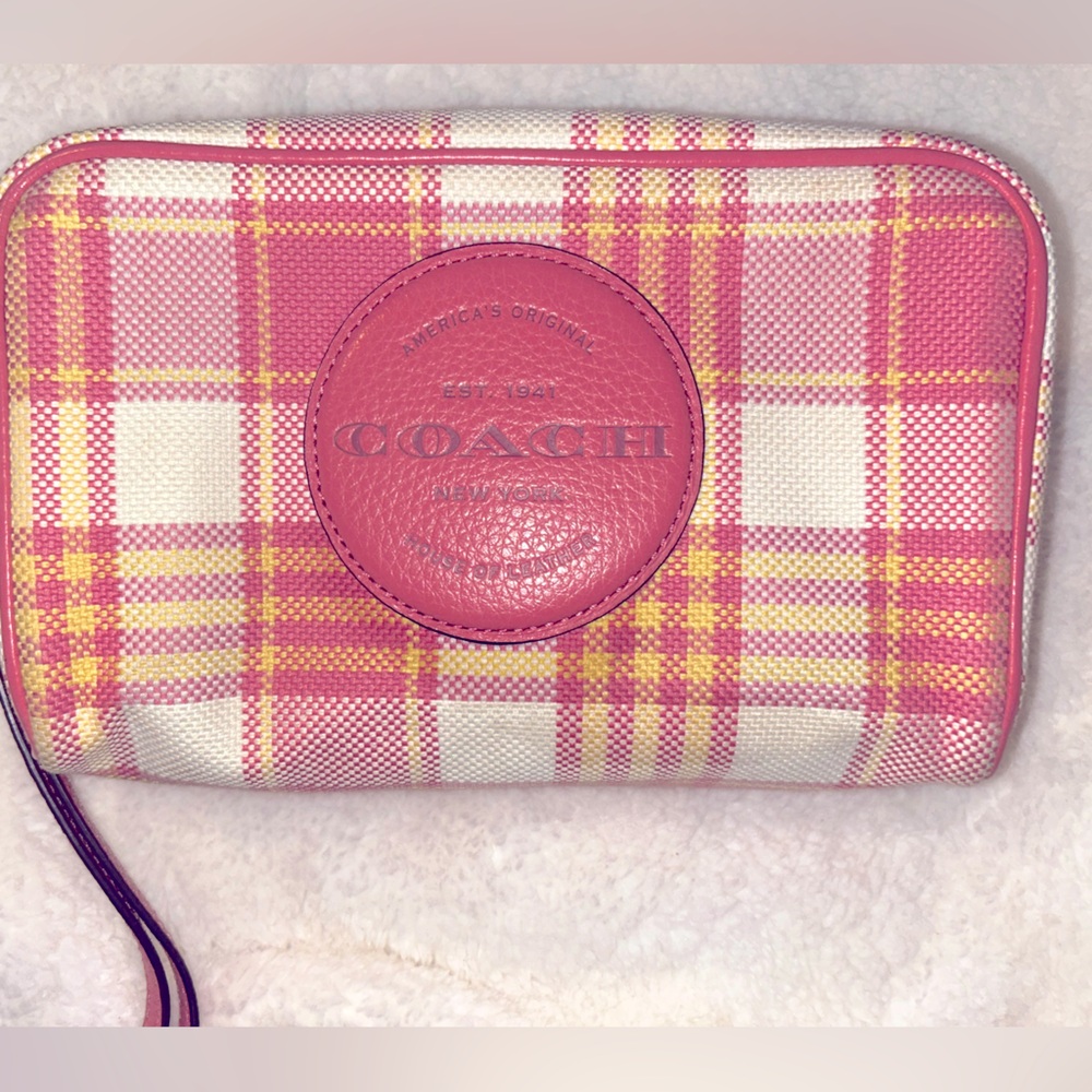 Coach plaid cosmetics case.
